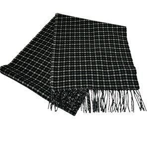 Enzo Montovani 100% Plaid Scarf Black White